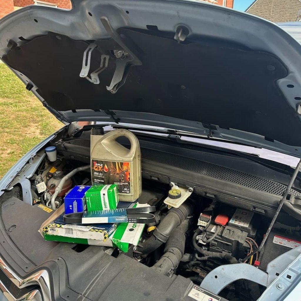 Car having a service